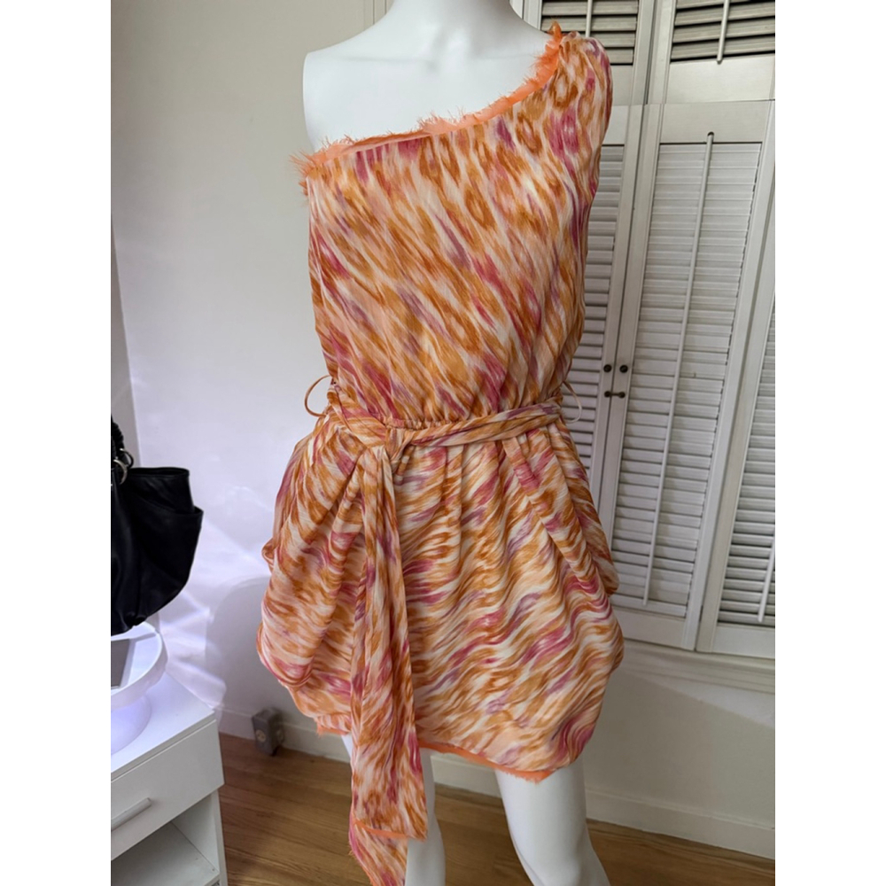 Bar III One Shoulder Dress Orange Pink size‎ small